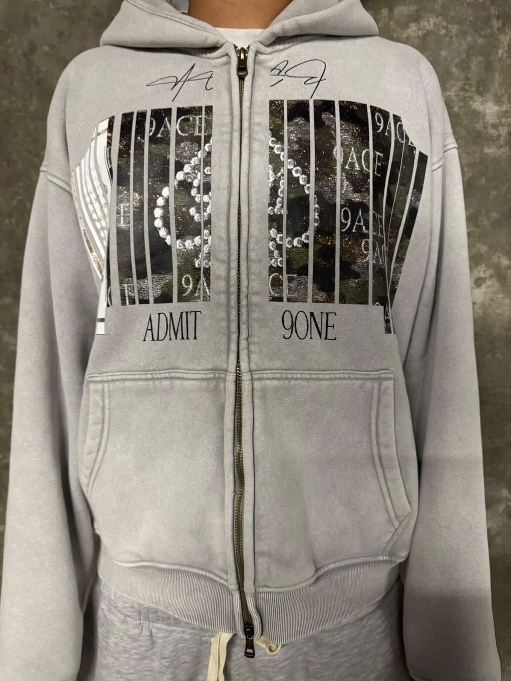 'movie ticket' double zip hoodie