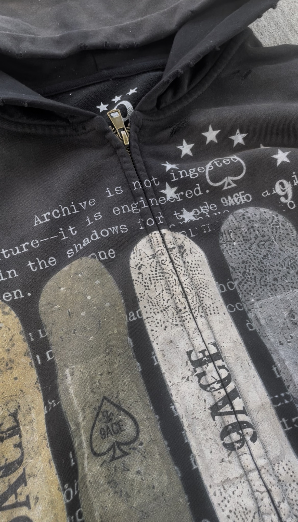 Distressed Aided Bandage 'STAY FLY' Loose Fit Hoodie