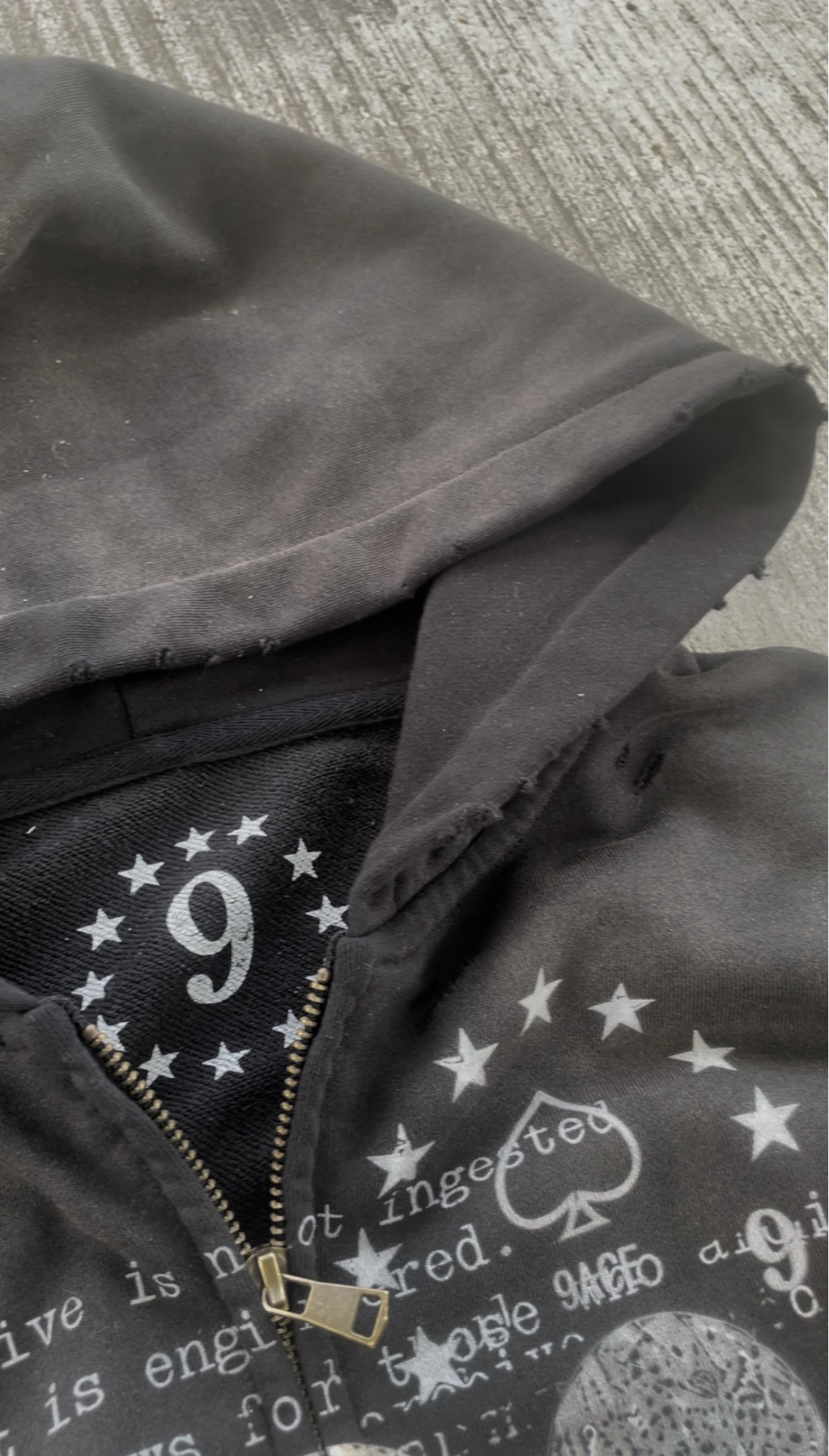 Distressed Aided Bandage 'STAY FLY' Loose Fit Hoodie