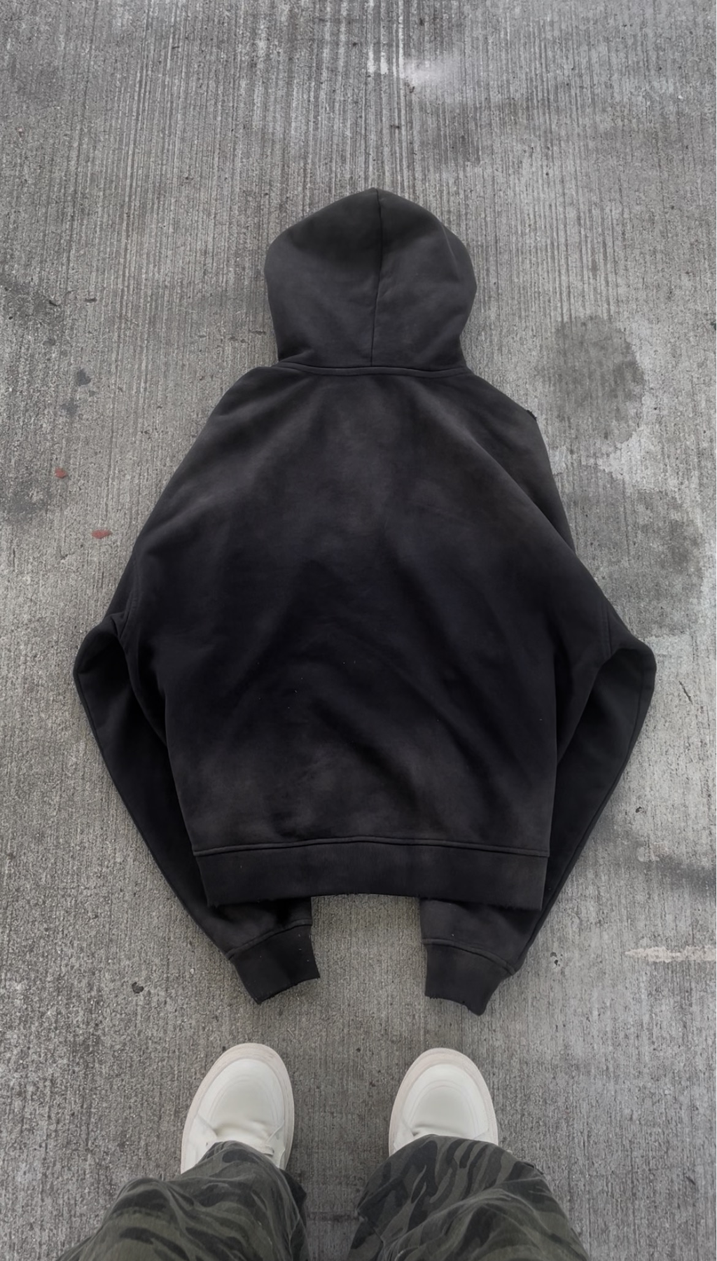 Distressed Aided Bandage 'STAY FLY' Loose Fit Hoodie