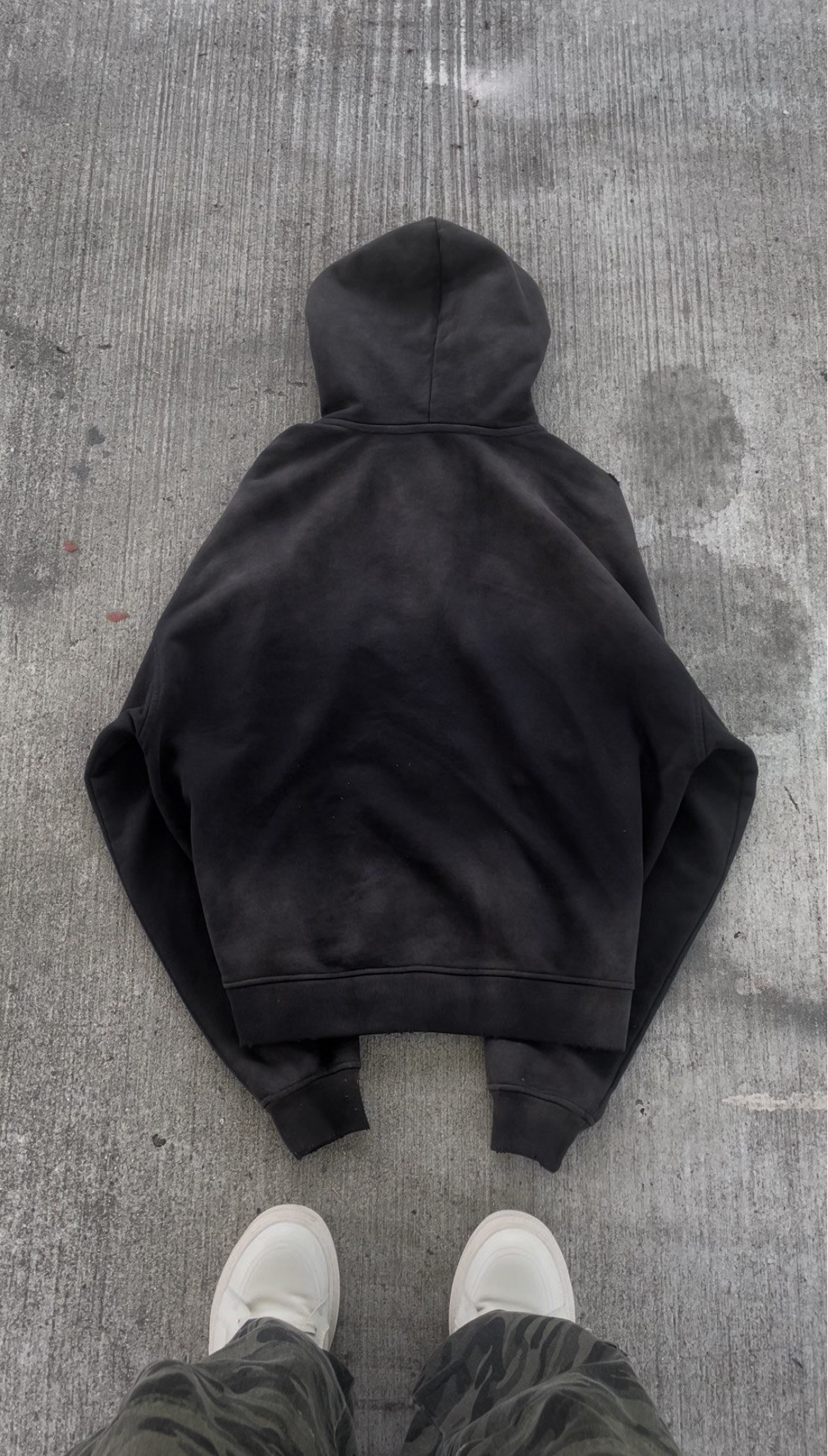 Distressed Aided Bandage 'STAY FLY' Loose Fit Hoodie