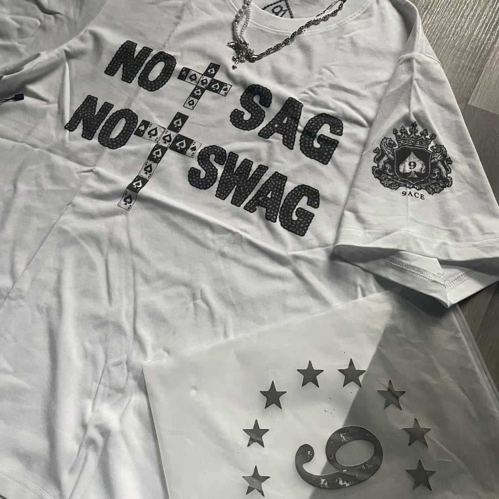 'No Sag No Swag' Black-on-White Tee