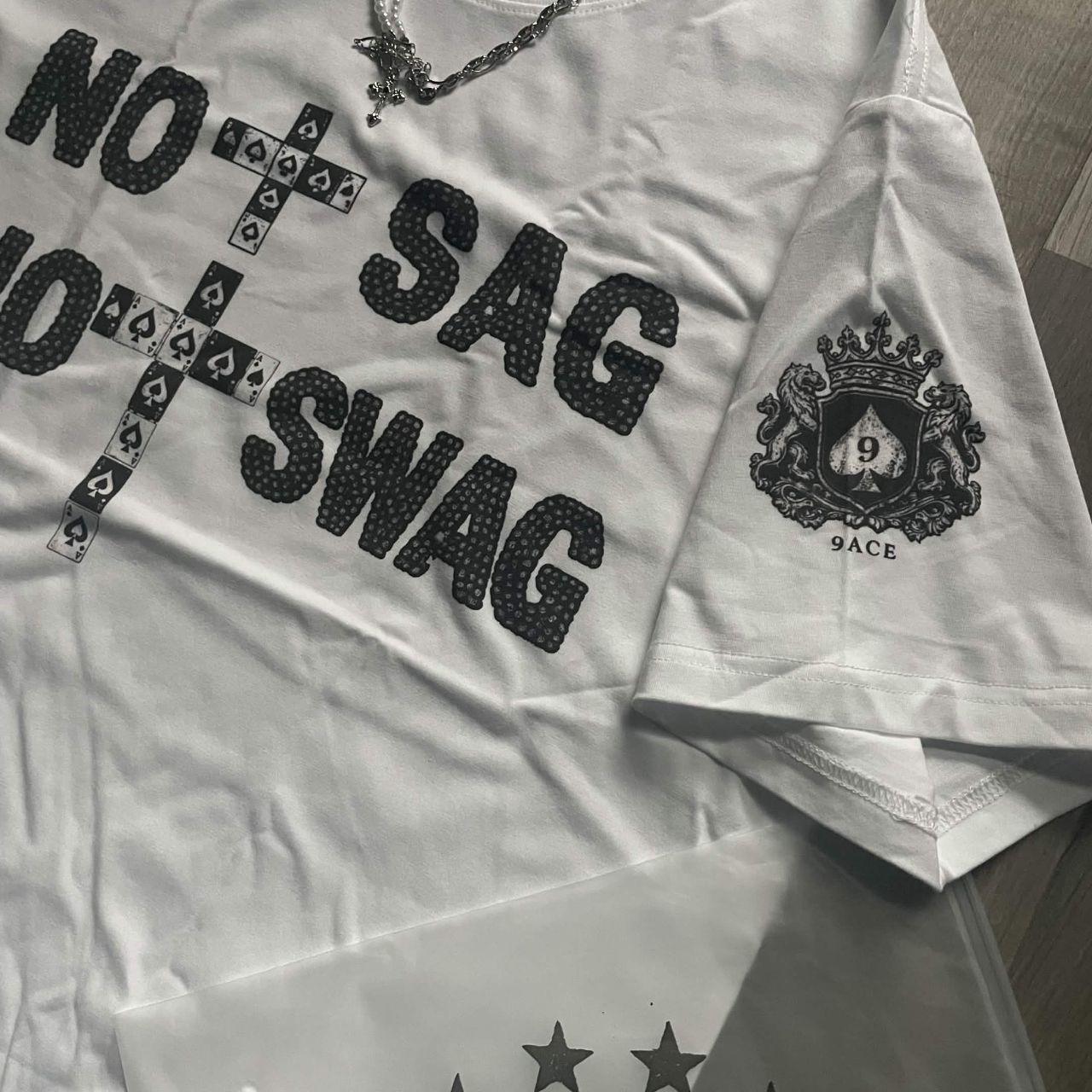 'No Sag No Swag' Black-on-White Tee