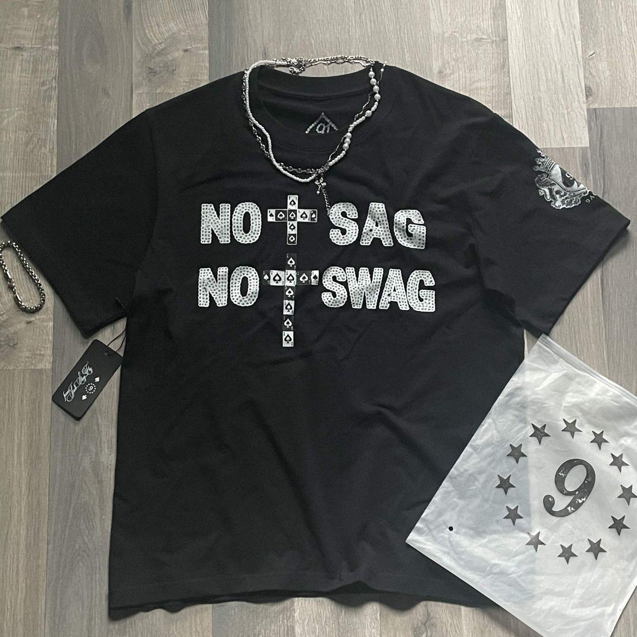 'No Sag No Swag' White-on-Black Tee