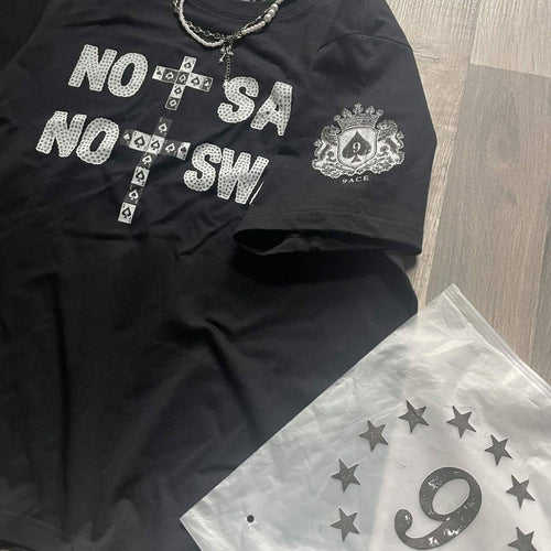 'No Sag No Swag' White-on-Black Tee