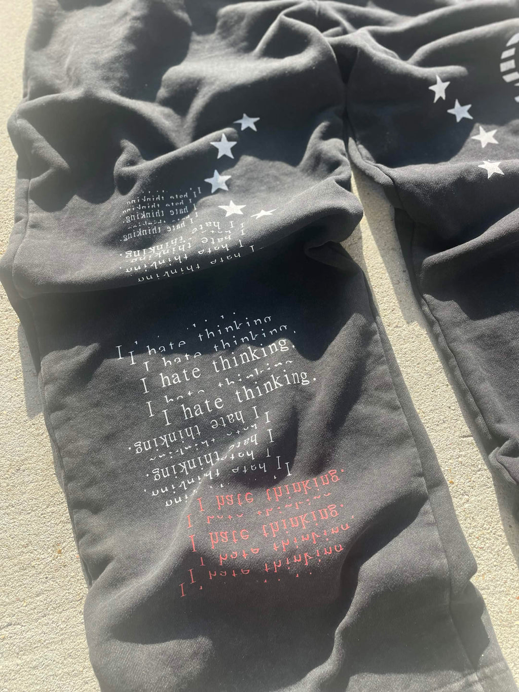 'i hate thinking' Snow Washed Baggy Sweatpants