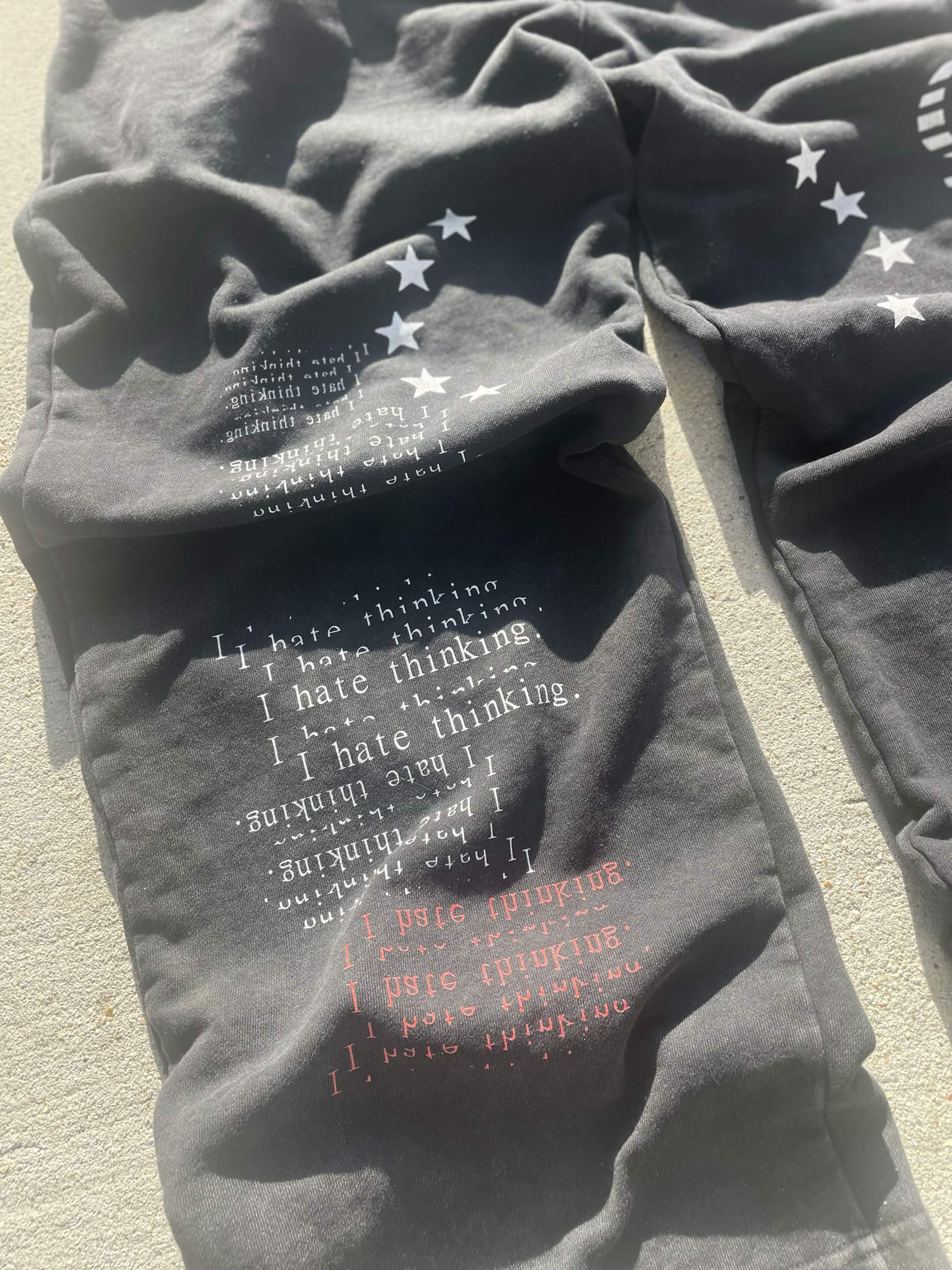 'i hate thinking' Snow Washed Baggy Sweatpants