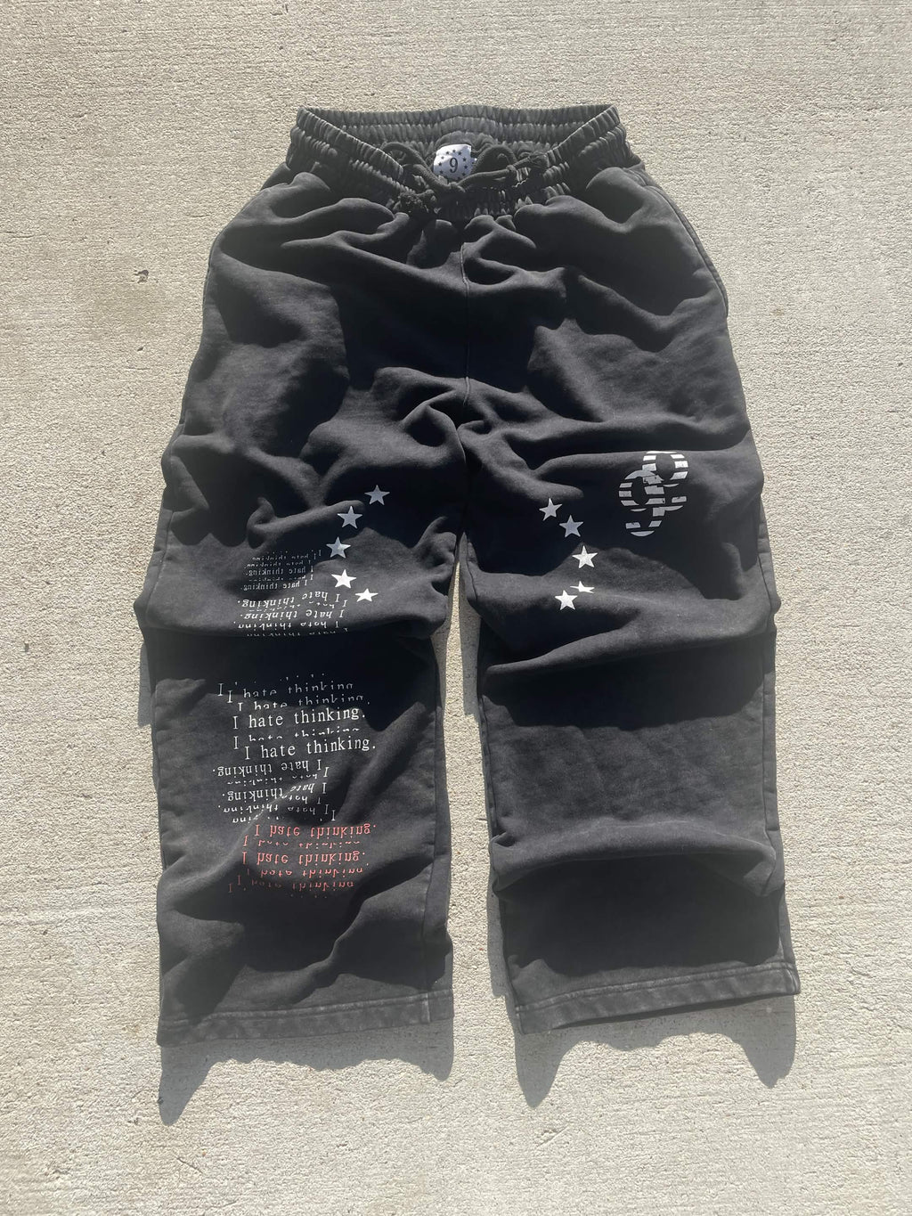 'i hate thinking' Snow Washed Baggy Sweatpants