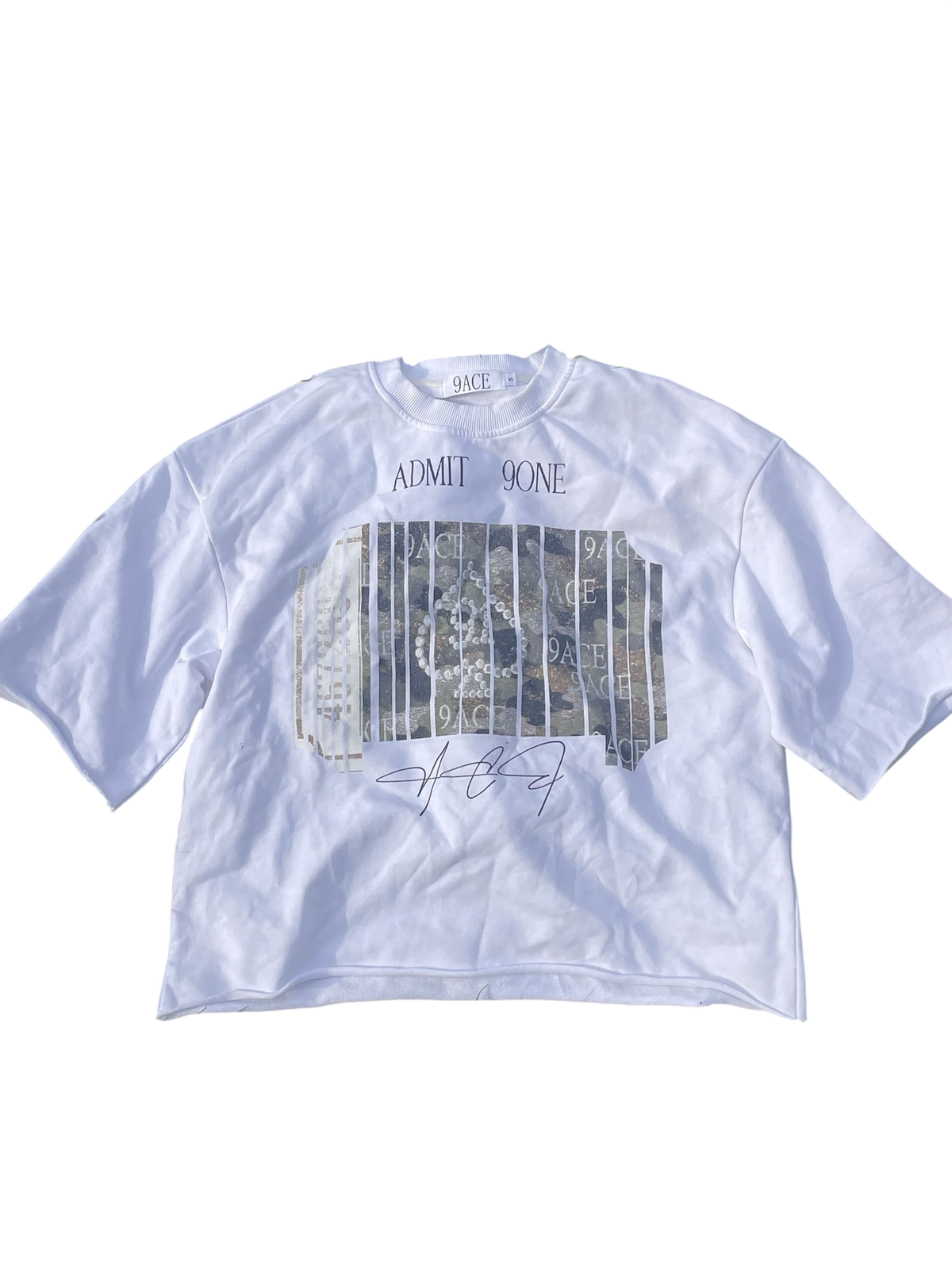 'movie ticket' cropped terry tee